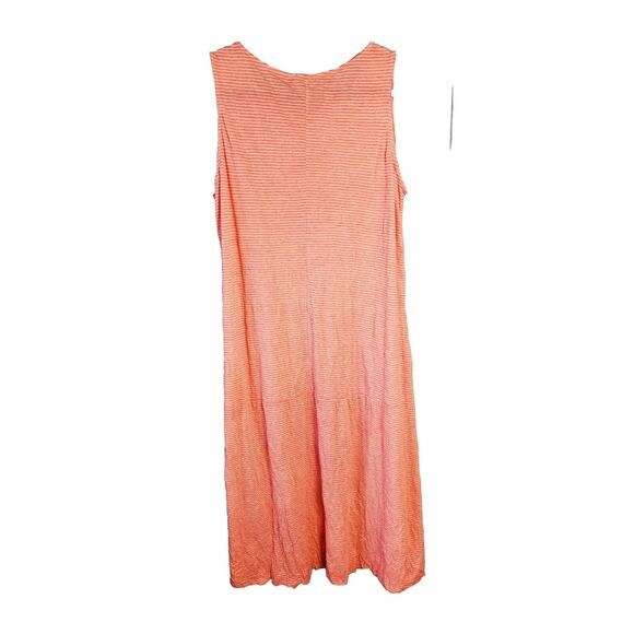 NEW Comfy USA Crinkle Rachel dress Small sleeveless Coral Striped Midi Lounge - Picture 2 of 12